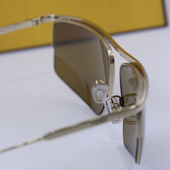 Fendi FE40141U 32E Rectangle Sunglasses - Gold/Brown - Picture 10 of 12